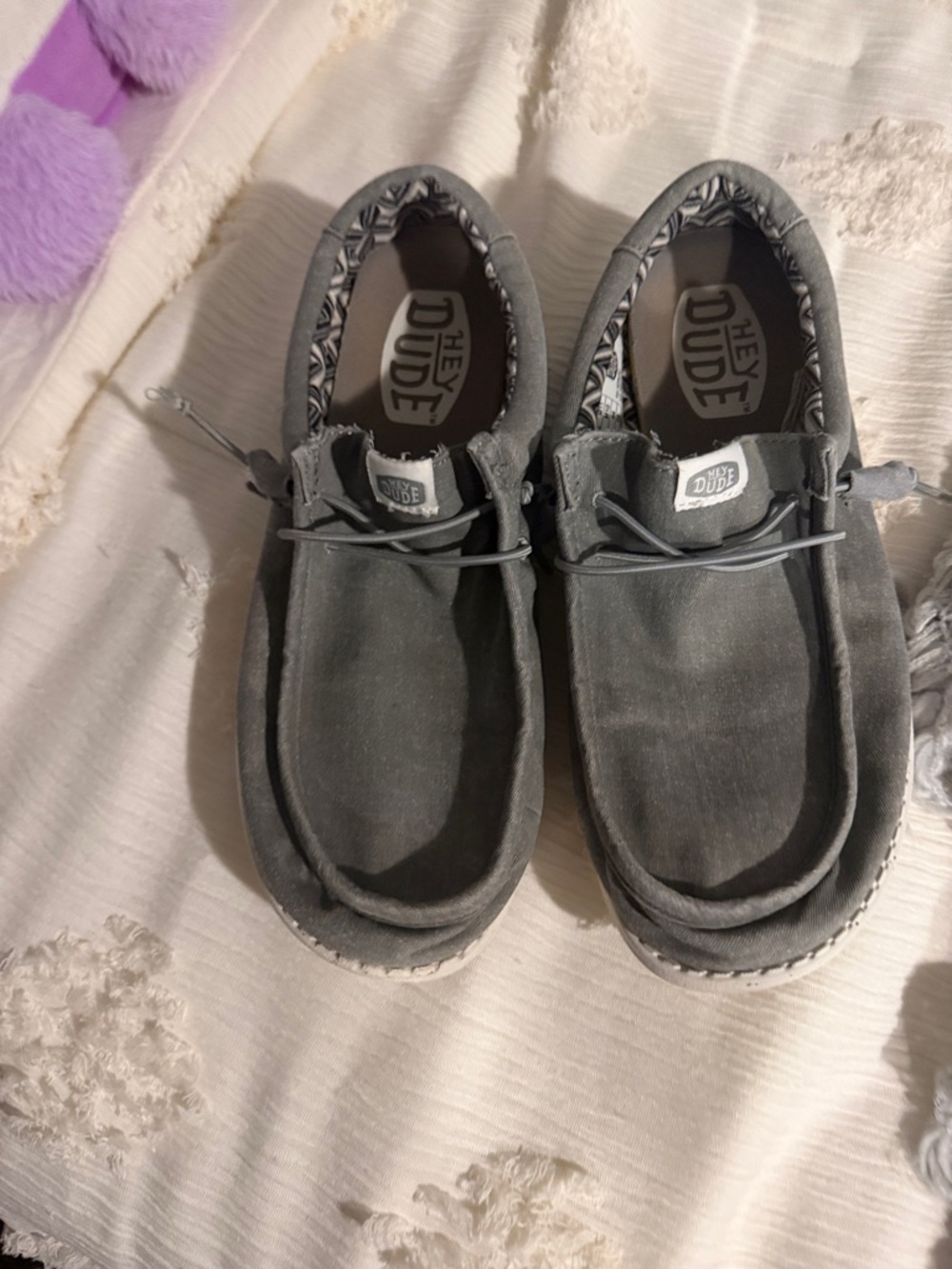 Hey Dude Kids Charcoal Grey Canvas Slip-On Moccasins